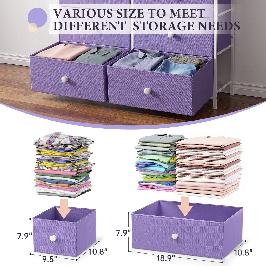 9 Drawer Fabric Dresser with Shelves H215