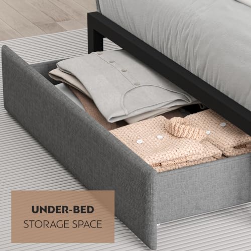 Twin Size Storage Platform Bed Frame with Headboard R4897