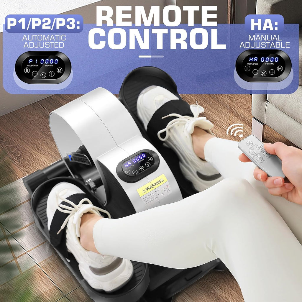 Under Desk Elliptical, Electric Seated Foot Pedal Exerciser with LCD Display Monitor, Remote Control I25085
