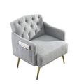 Grey Teddy Tufted Upholstered Chair with Gold Hardware Legs Z5898
