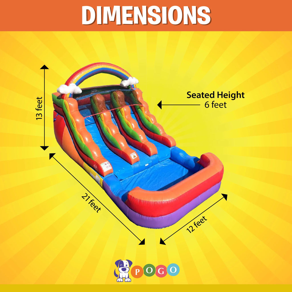 Rainbow Cloud Inflatable Double Water Slide with Blower, 13 Ft F873