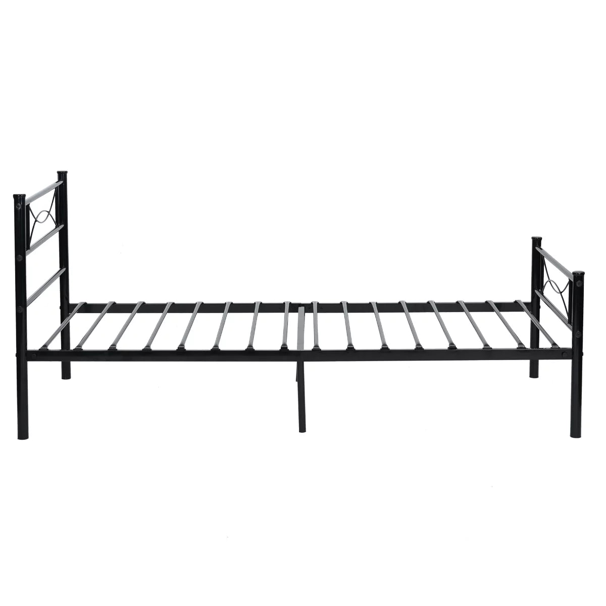 Twin Size Black Metal Platform Bed Frame with Headboard and Footboard A7363