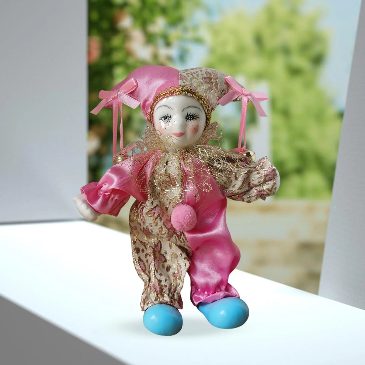 Porcelain Clown Doll with Costume P787