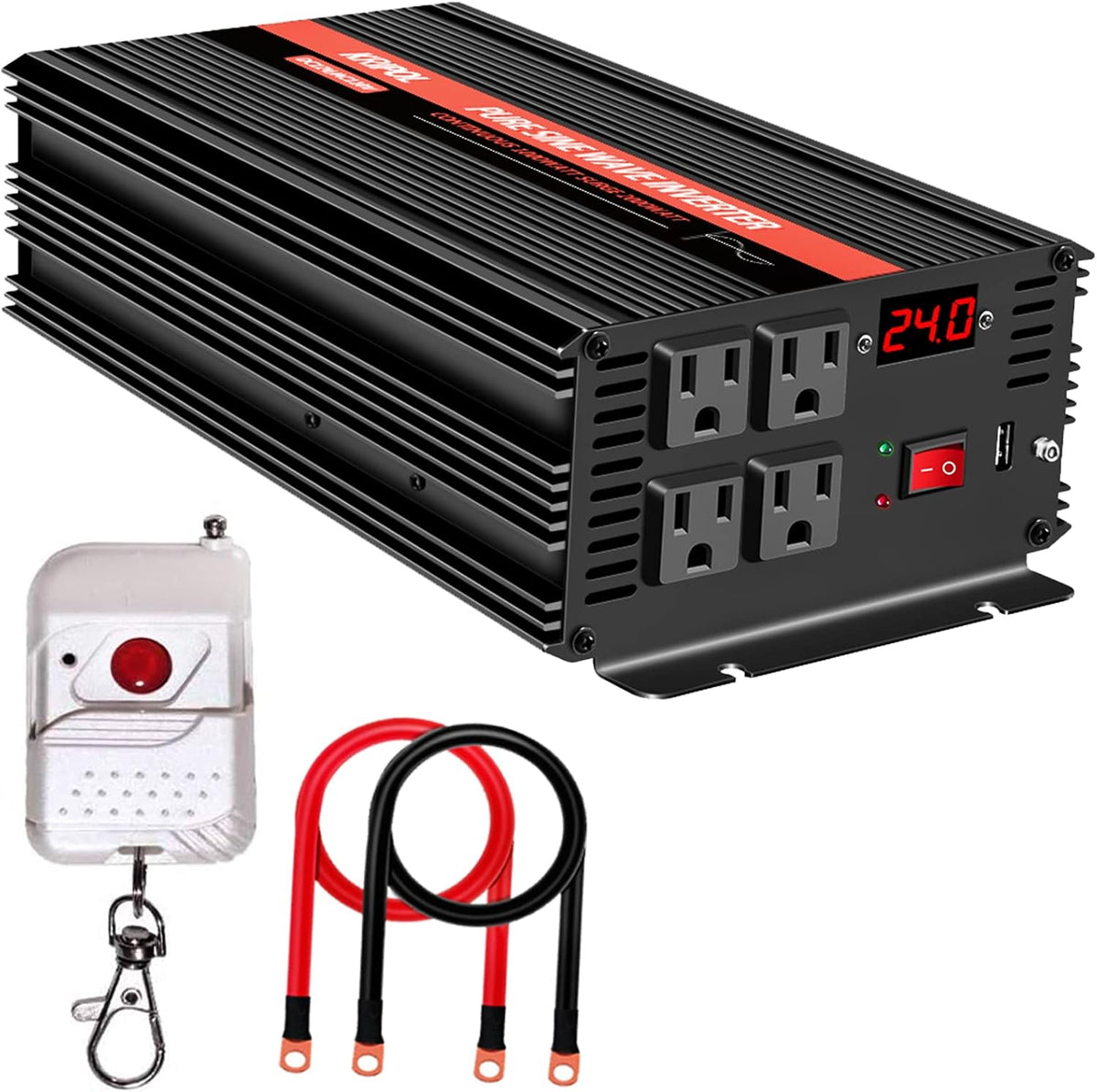 1000 Watt Pure Sine Wave Inverter 12v DC to 110/120v AC with Wireless Remote Control G2575