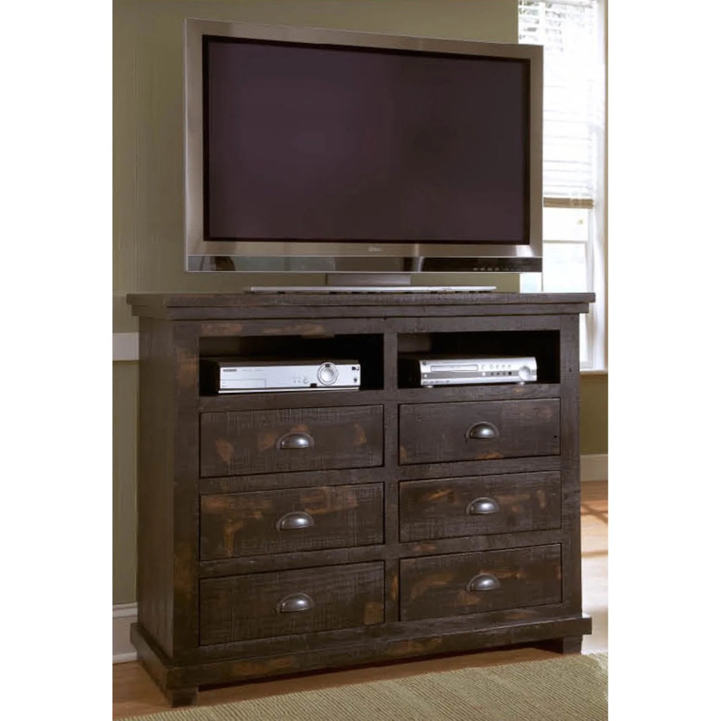 6 Drawer Media Chest in Distressed Pine W96931