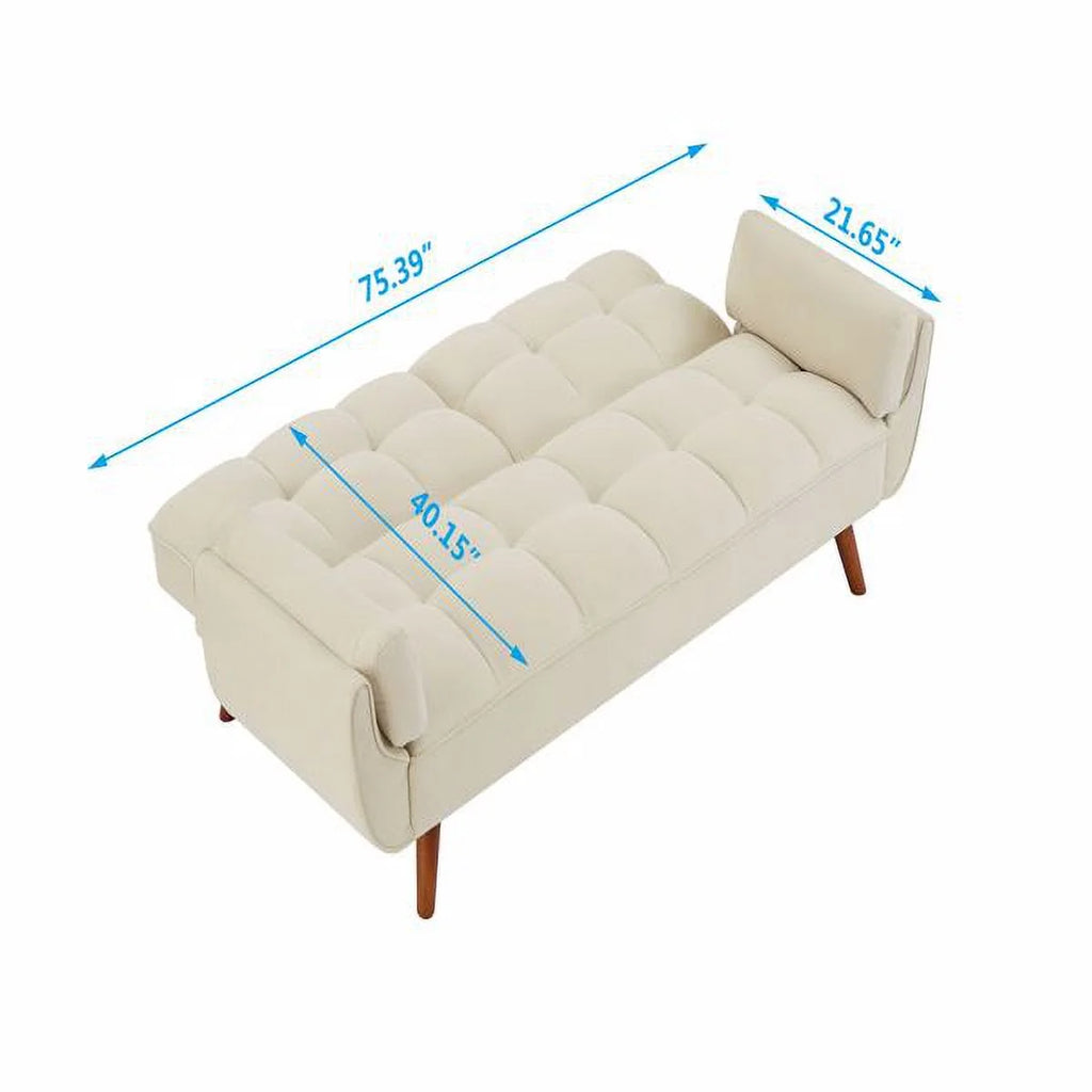 76" Beige Convertible Futon Sofa Bed B794329