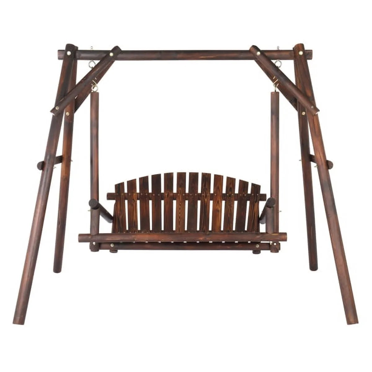 6.5ft Hardwood Patio Swing with Stand, Carbonized F6142