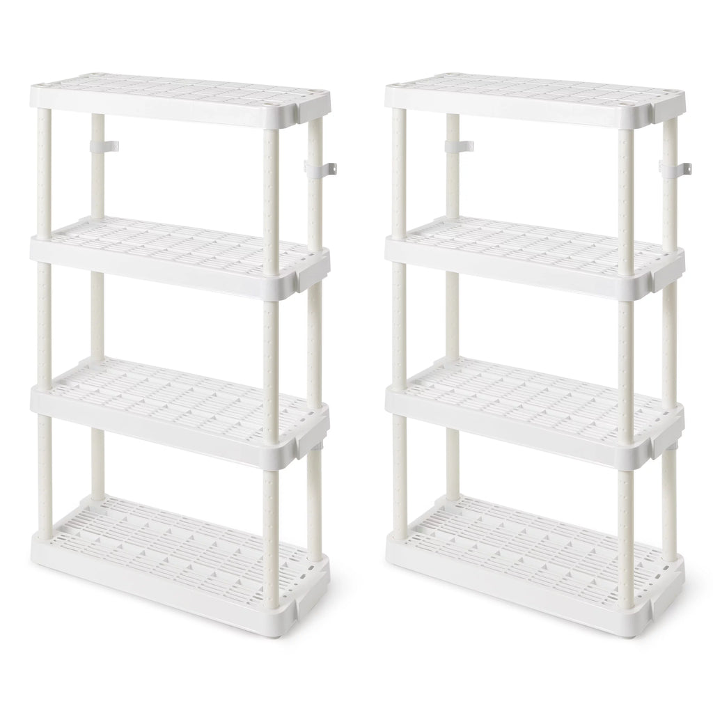 White 4 Shelf Adjustable Height Storage Unit (2 Pack) S763