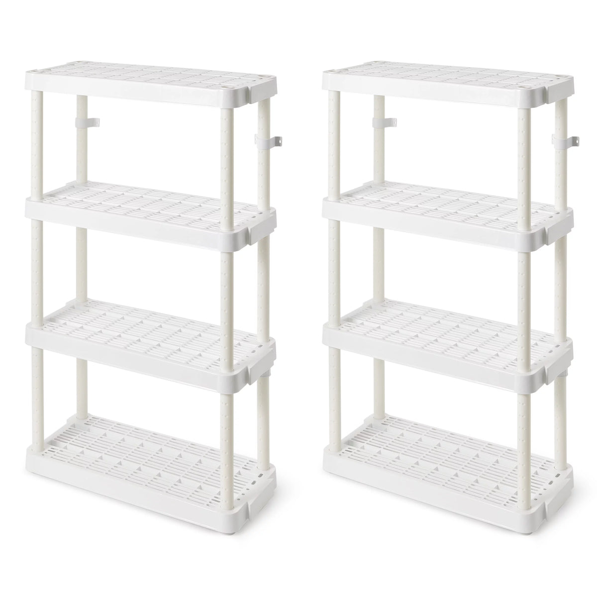 White 4 Shelf Adjustable Height Storage Unit (2 Pack) S763
