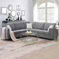 Gray L-Shape Upholstered Sectional Sofa with 3 Pillows X987073