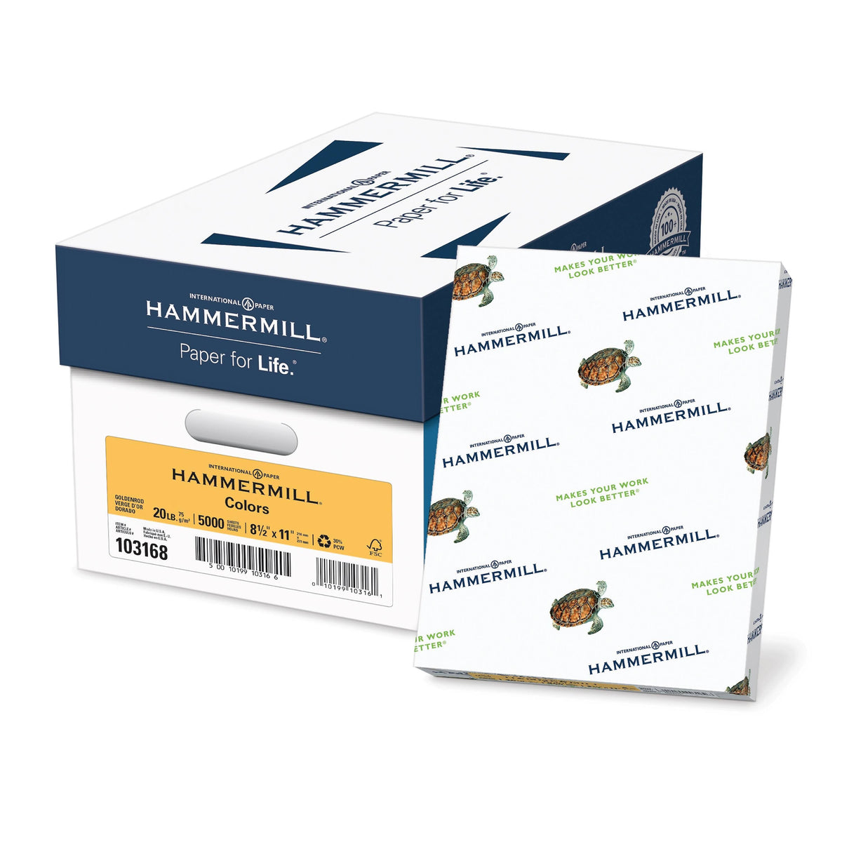 Recycled Colored Paper 20lb 8-1/2 x 11 Goldenrod 500 Sheets/Ream K950