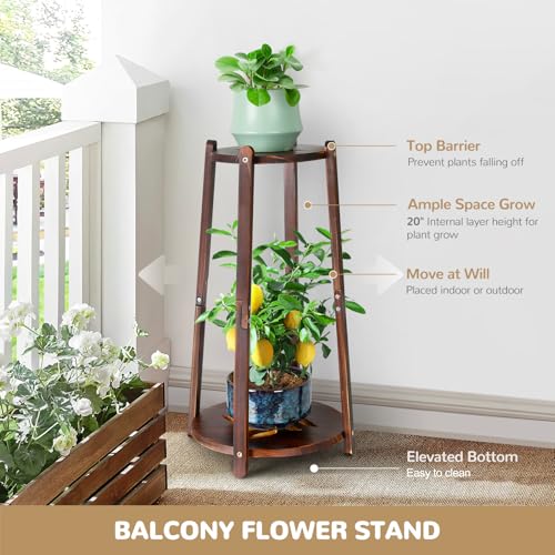 2 Tier Round Bamboo Plant Stand 12 Inch G7402