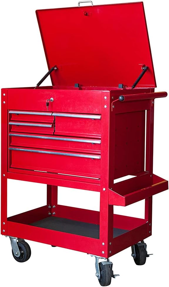 Red 2 Drawer Rolling Tool Chest with Top Work Surface F155334