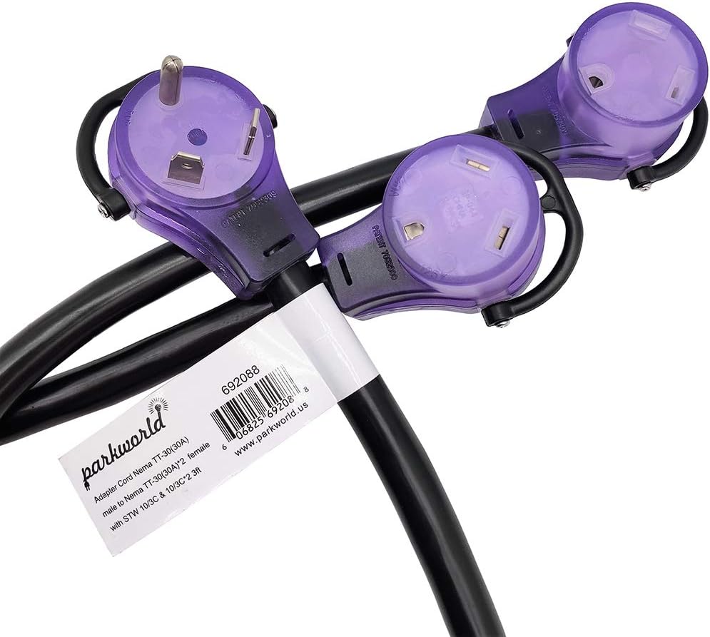 RV 30 AMP Splitter Y Adapter Cord Pack of 2 F26004