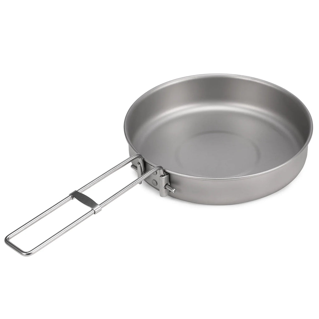 Titanium Pot and Fry Pan Set with Lid and Foldable Handles E292234