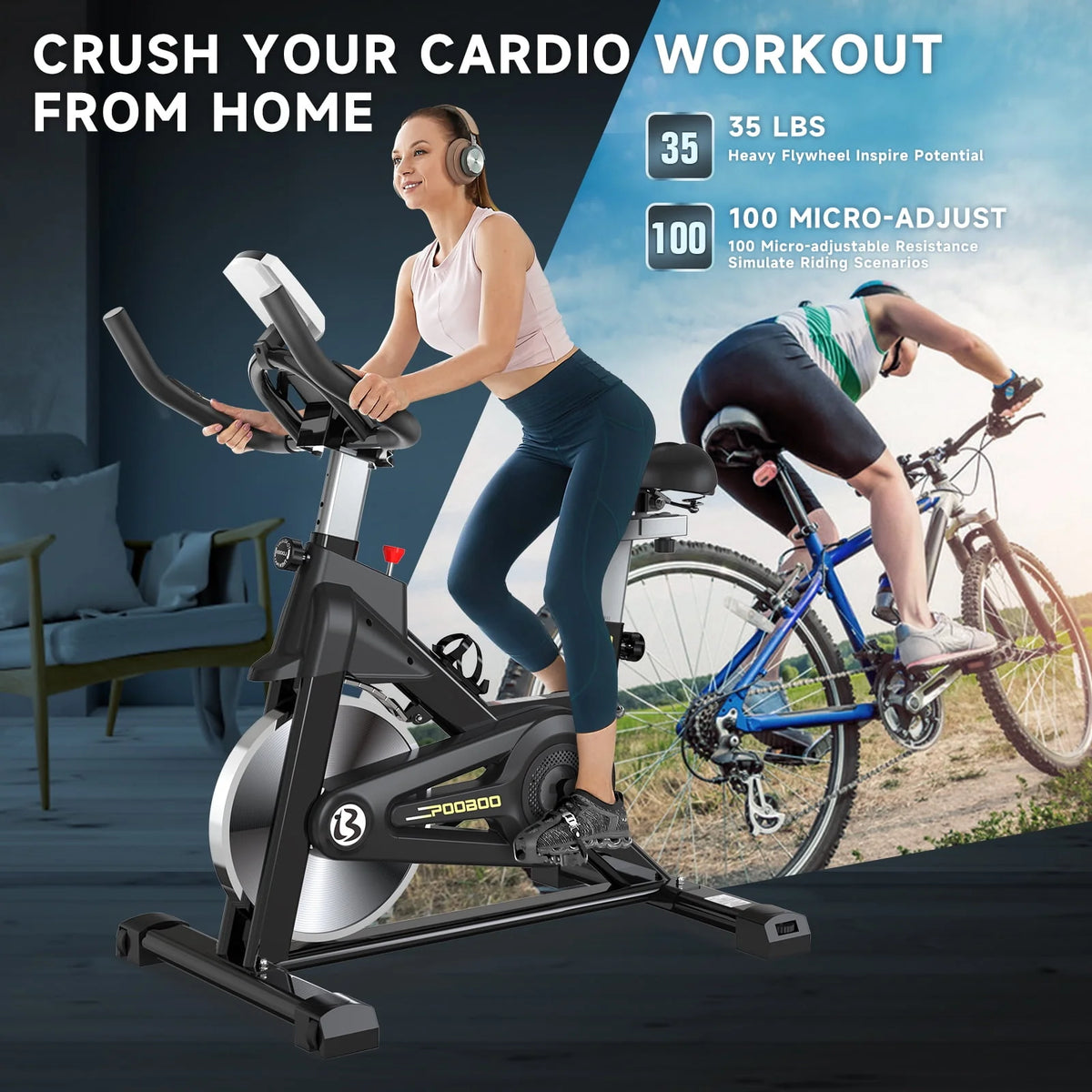 Magnetic Stationary Exercise Bike Blue S7960
