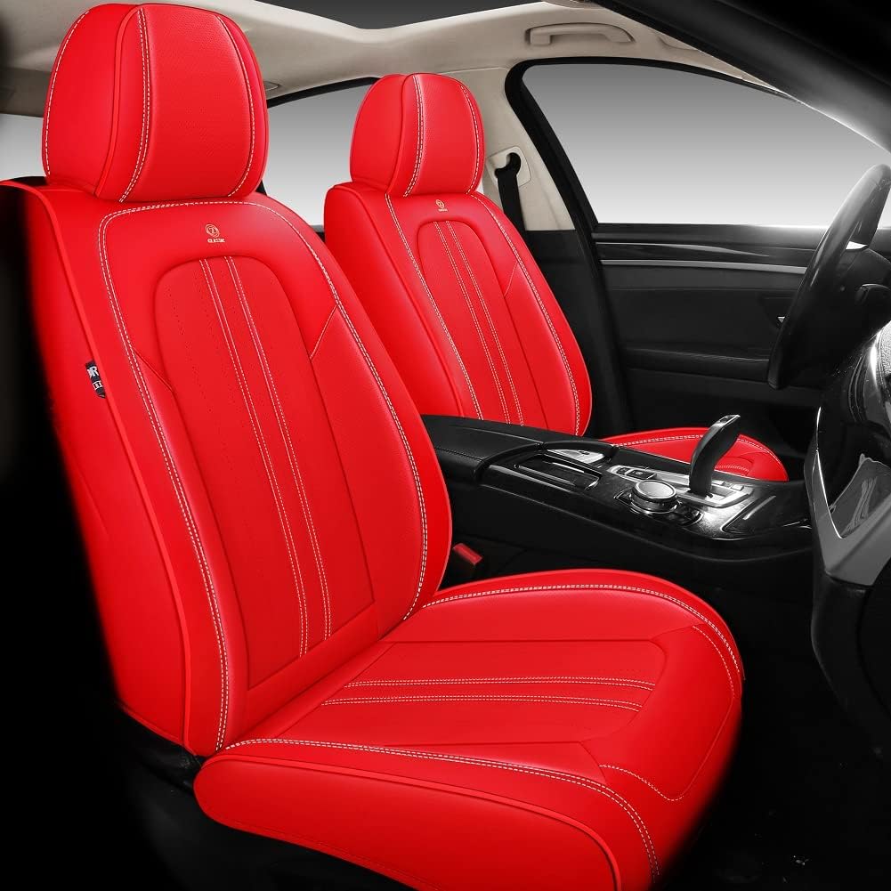 Red Synthetic Leather 5-Seater Full Set Universal Car Seat Cover E22942