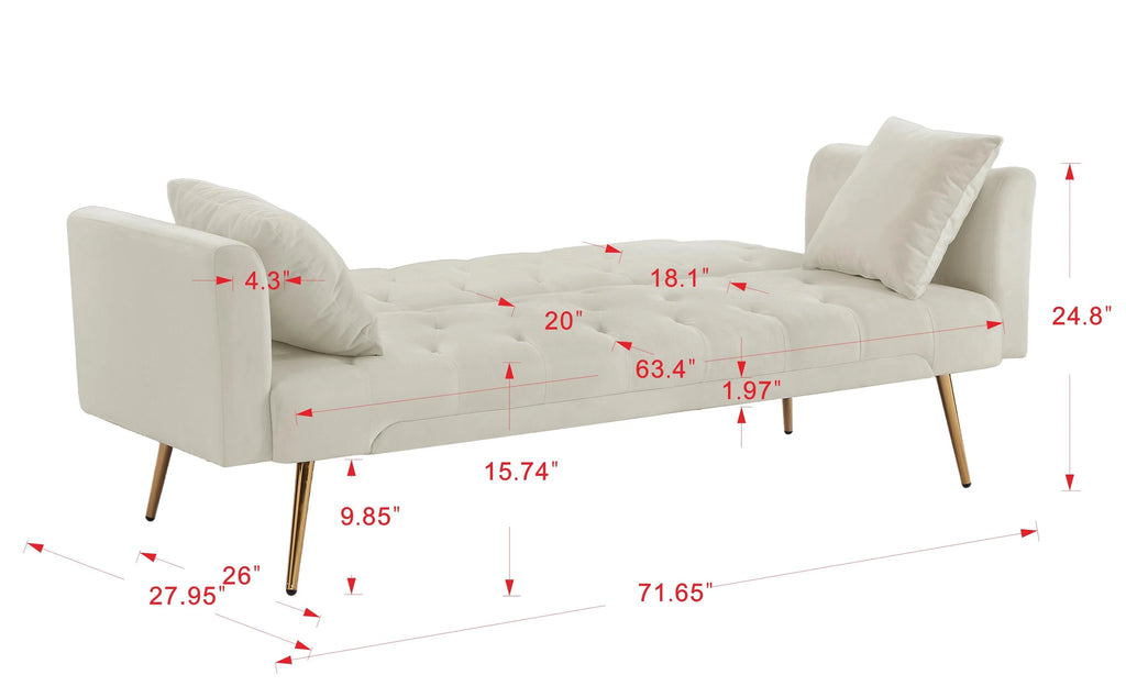 Beige Velvet Convertible Sofa Bed Q7865