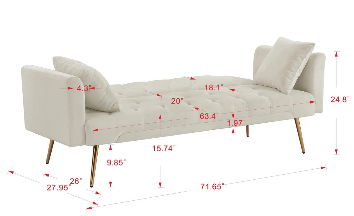 Beige Velvet Convertible Sofa Bed Q7865