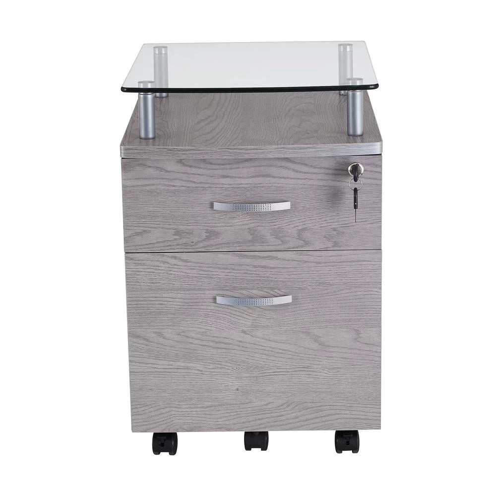 Rolling File Cabinet with Glass Top I847