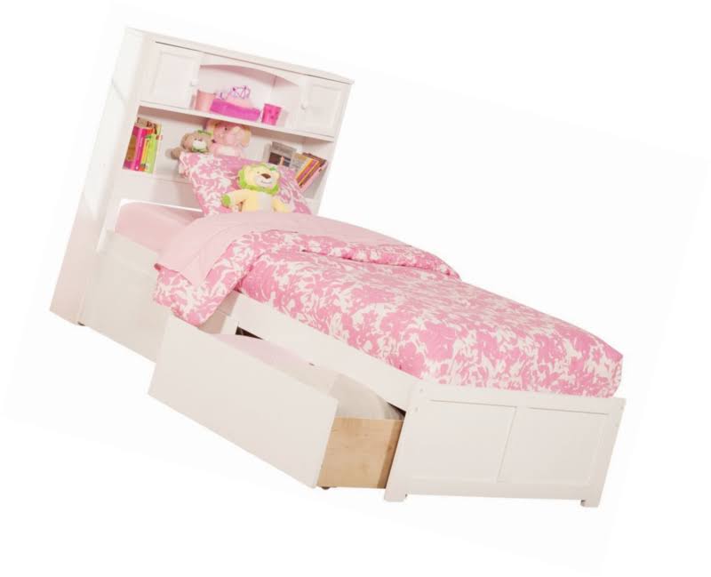 White Twin XL Foot Board with 2 Drawers M636