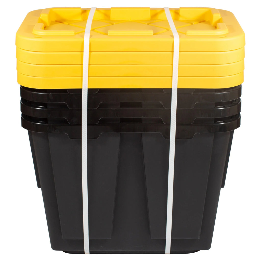 12-Gallon Black/Yellow Pack Of 4 Storage Totes M994