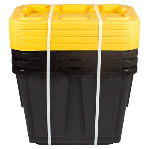 12-Gallon Black/Yellow Pack Of 4 Storage Totes M994