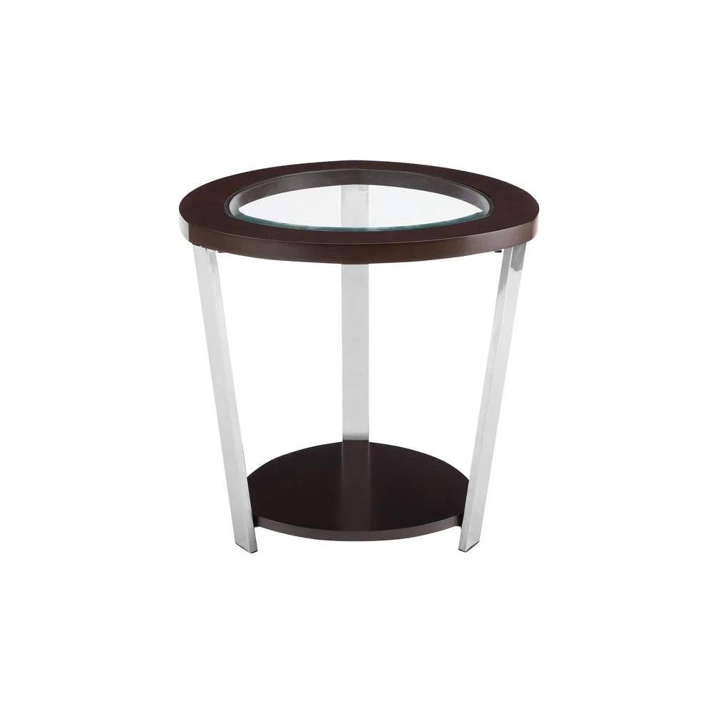 Espresso Wood and Metal End Table H175517
