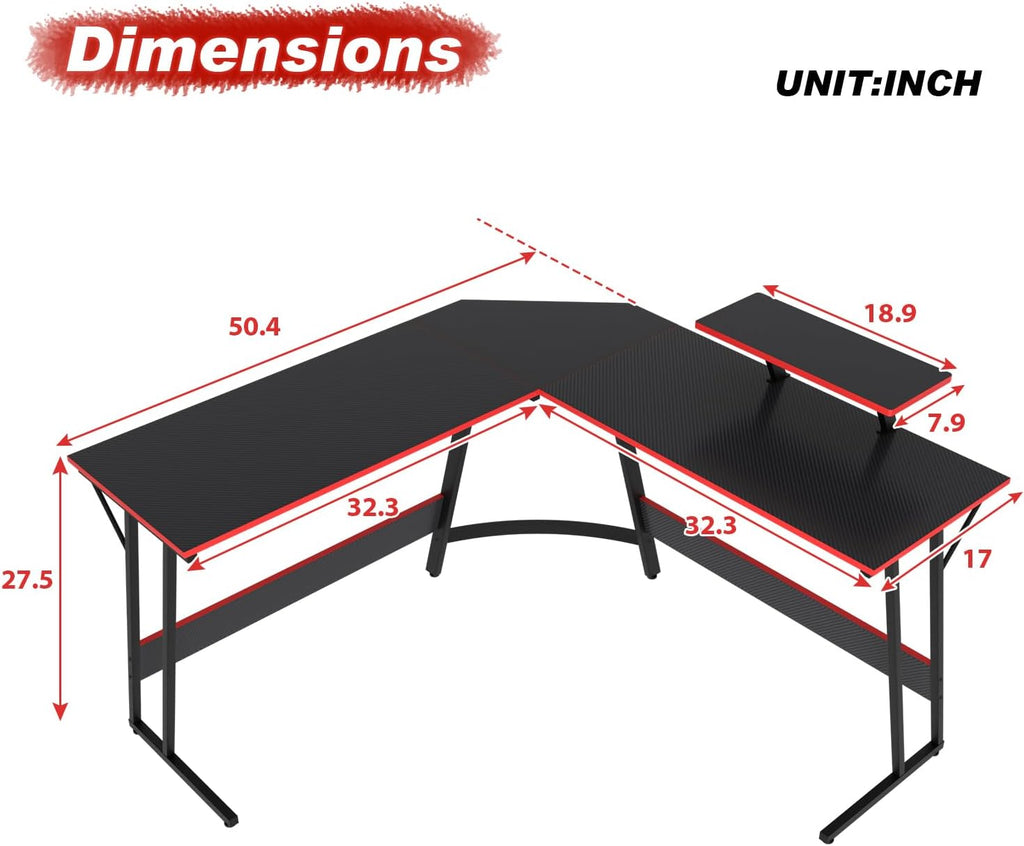 Black L Shaped Corner Computer Desk with Monitor Stand Z1511
