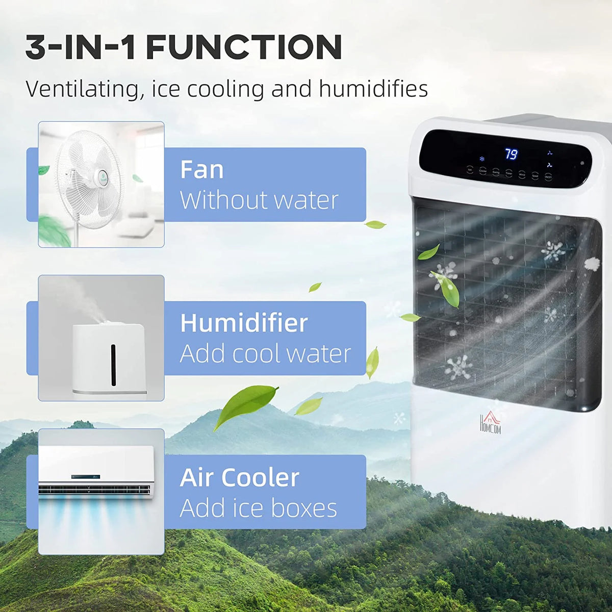 3-In-1 Evaporative Air Cooler Humidifier with Timer P9638
