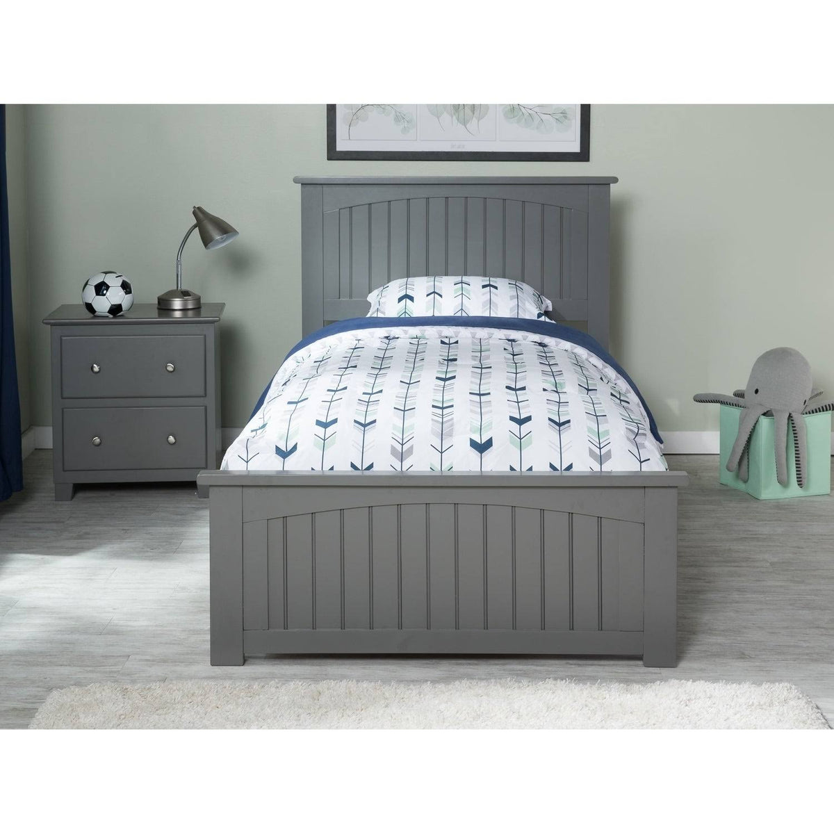 Twin XL Traditional Bed with Foot Board in Grey H594
