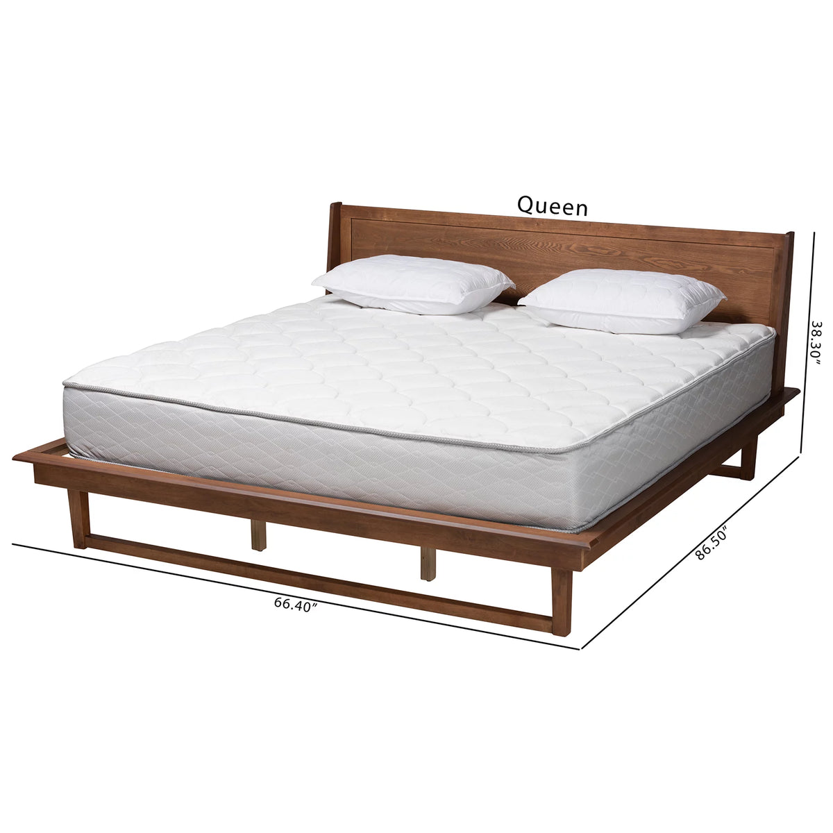 King Size Ash Walnut Finished Wood Platform Bed F1243