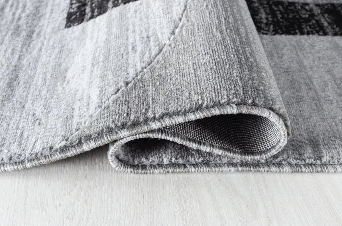 Grey Black White Abstract Area Rug I802539