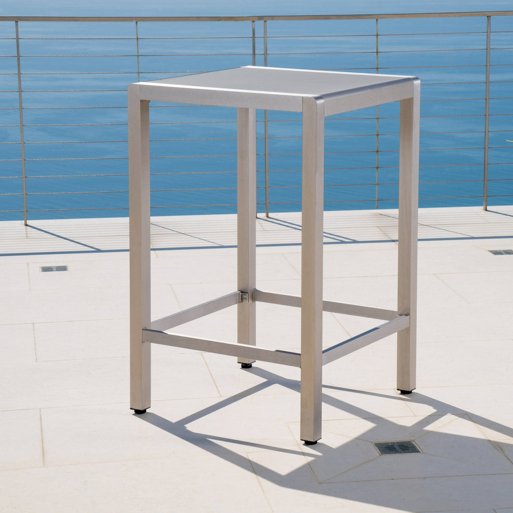 Square Aluminum Bar Table with Glass Top S68537