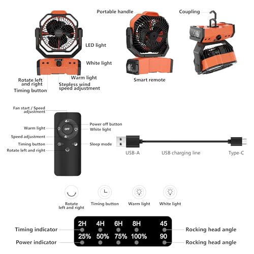Camping Fan with LED Lantern T5539