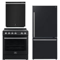 30 Electric Range, Refrigerator and Dishwasher in Black with Silver Handles K7524