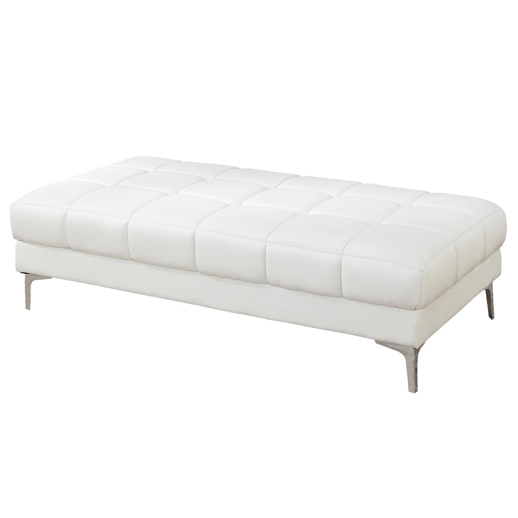 White Bonded Leather Cocktail Ottoman G887834