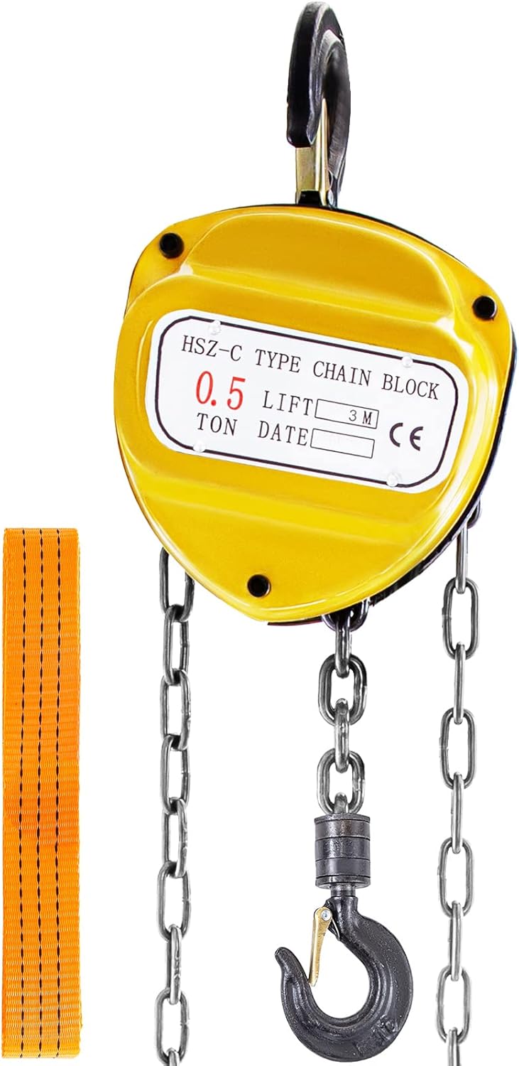 Chain Hoist 1100lbs 10ft Yellow Pack of 2 Y80901