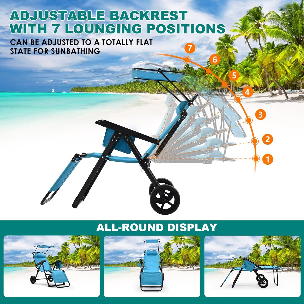 2 in 1 Beach Cart Chair with Shade W262580