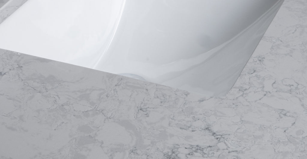 37in Grey Engineered Stone Vanity Top with Ceramic Sink P721