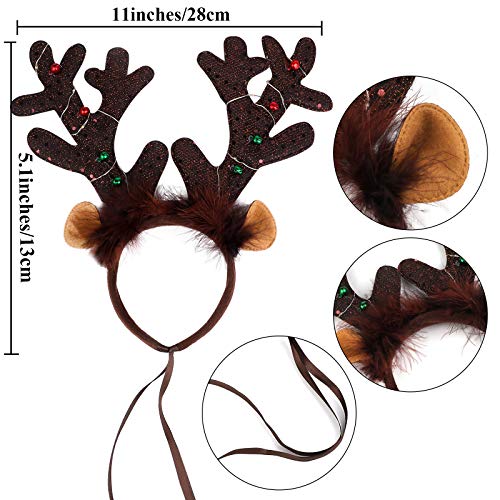 2 Pack Light Up Christmas Reindeer Headbands M2670