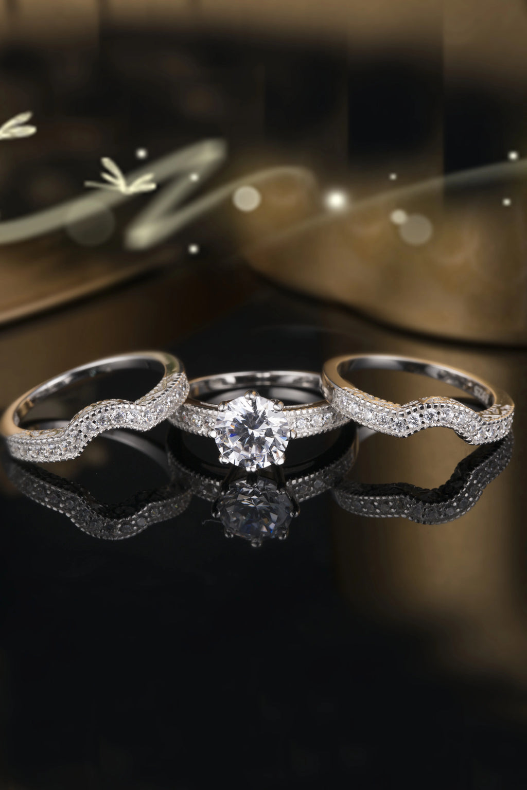 Sterling Silver CZ Engagement Ring Set X846471