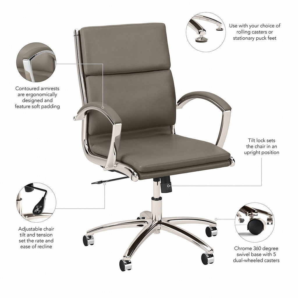 Washed Gray Leather Executive Office Chair V632502