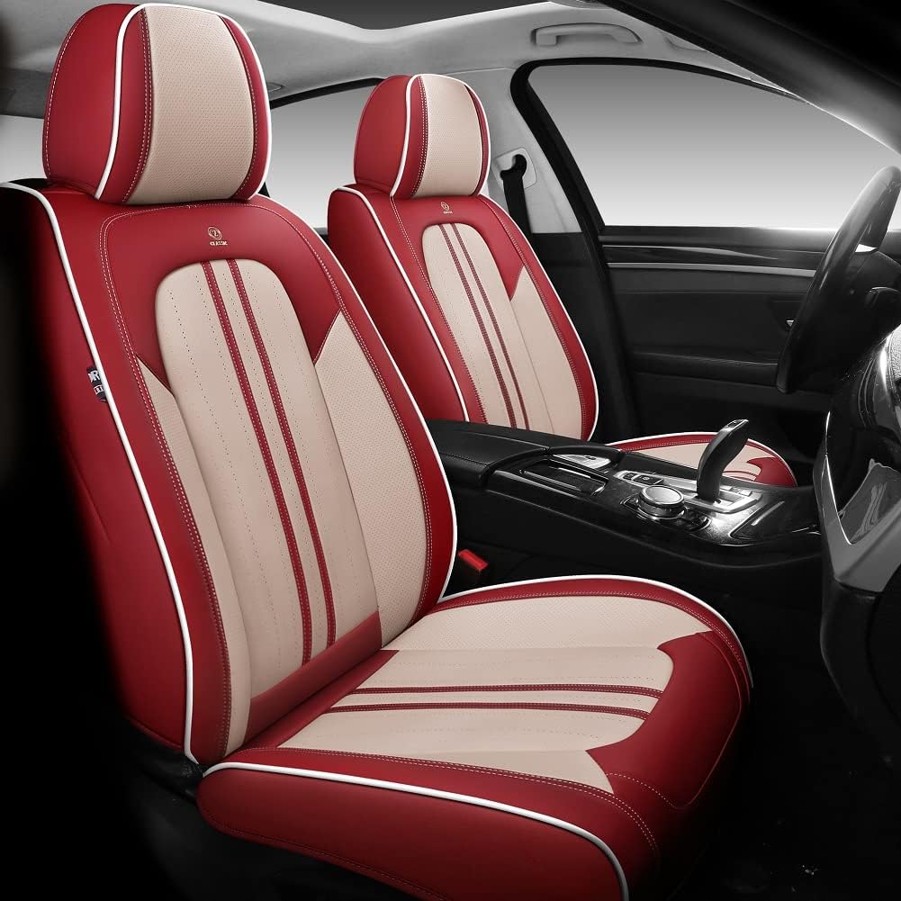Red Synthetic Leather 5-Seater Full Set Universal Car Seat Cover E22942