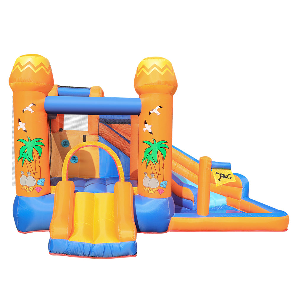 Inflatable Bounce House with 450W Blower, Stakes, Water Sprinkler, Splash Pool R584
