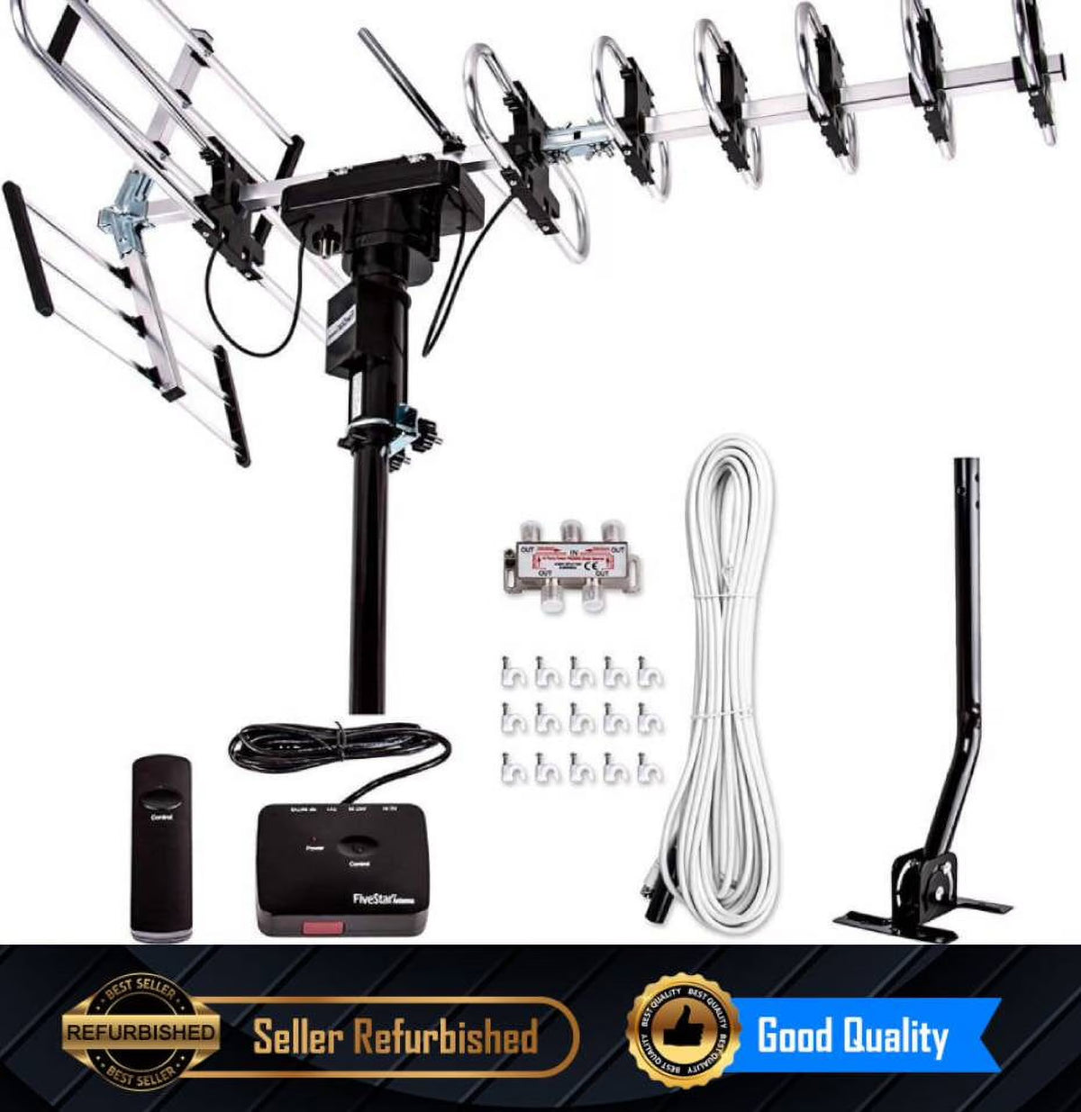 Refurbished Outdoor TV Antenna Up to 200 Miles with Motorized 360 Degree Rotation C4237
