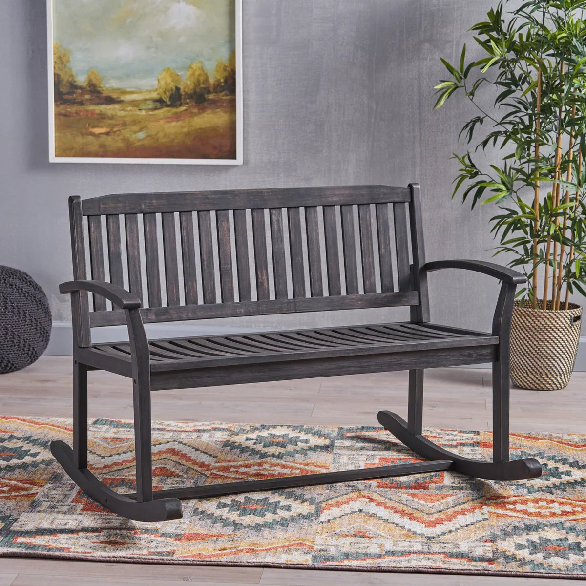 Acacia Wood Rocking Loveseat I111