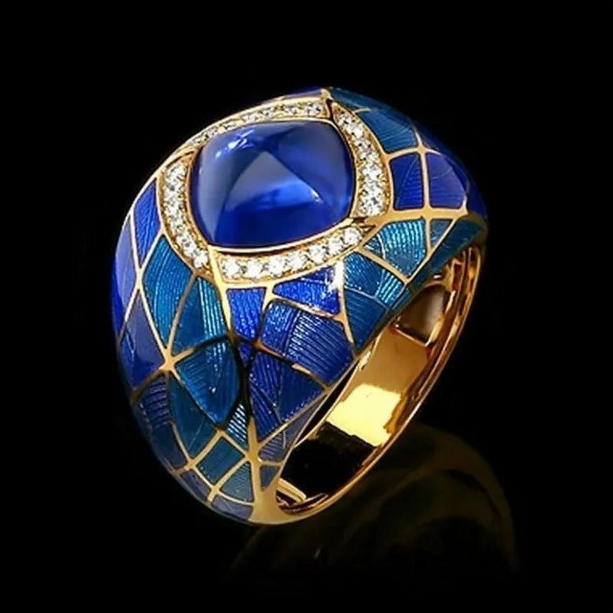 925 Sterling Silver Sapphire Ruby Diamond Ring E808