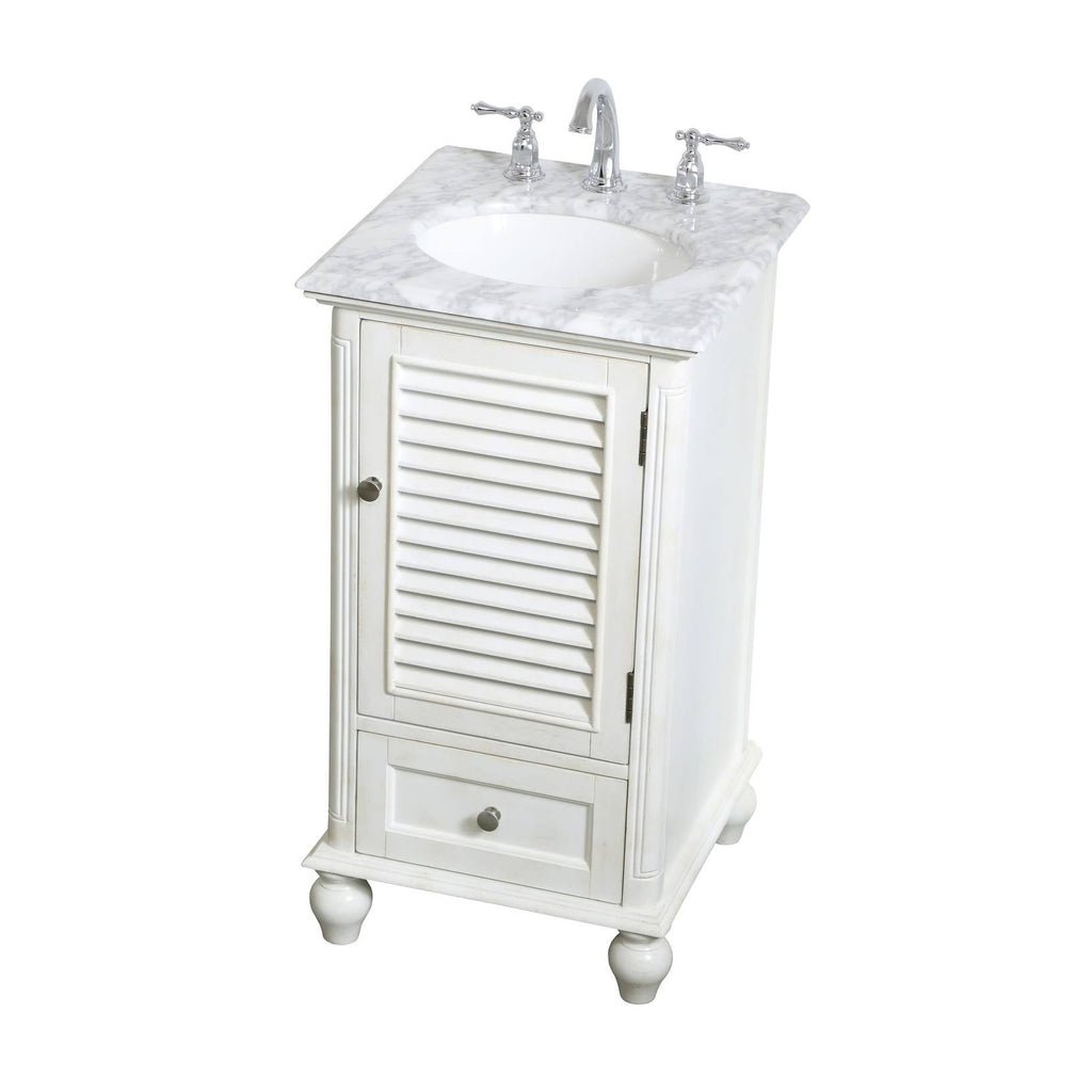 24 inch Antique White Bathroom Vanity Cabinet Set with Marble Top B219
