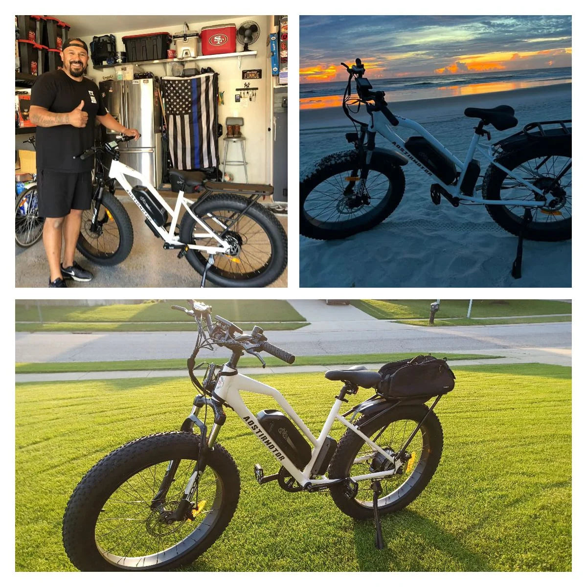 Electric Mountain Bike 750W 48V 13AH Removable Lithium Battery 26" 4.0 inch Fat Tire White A23701